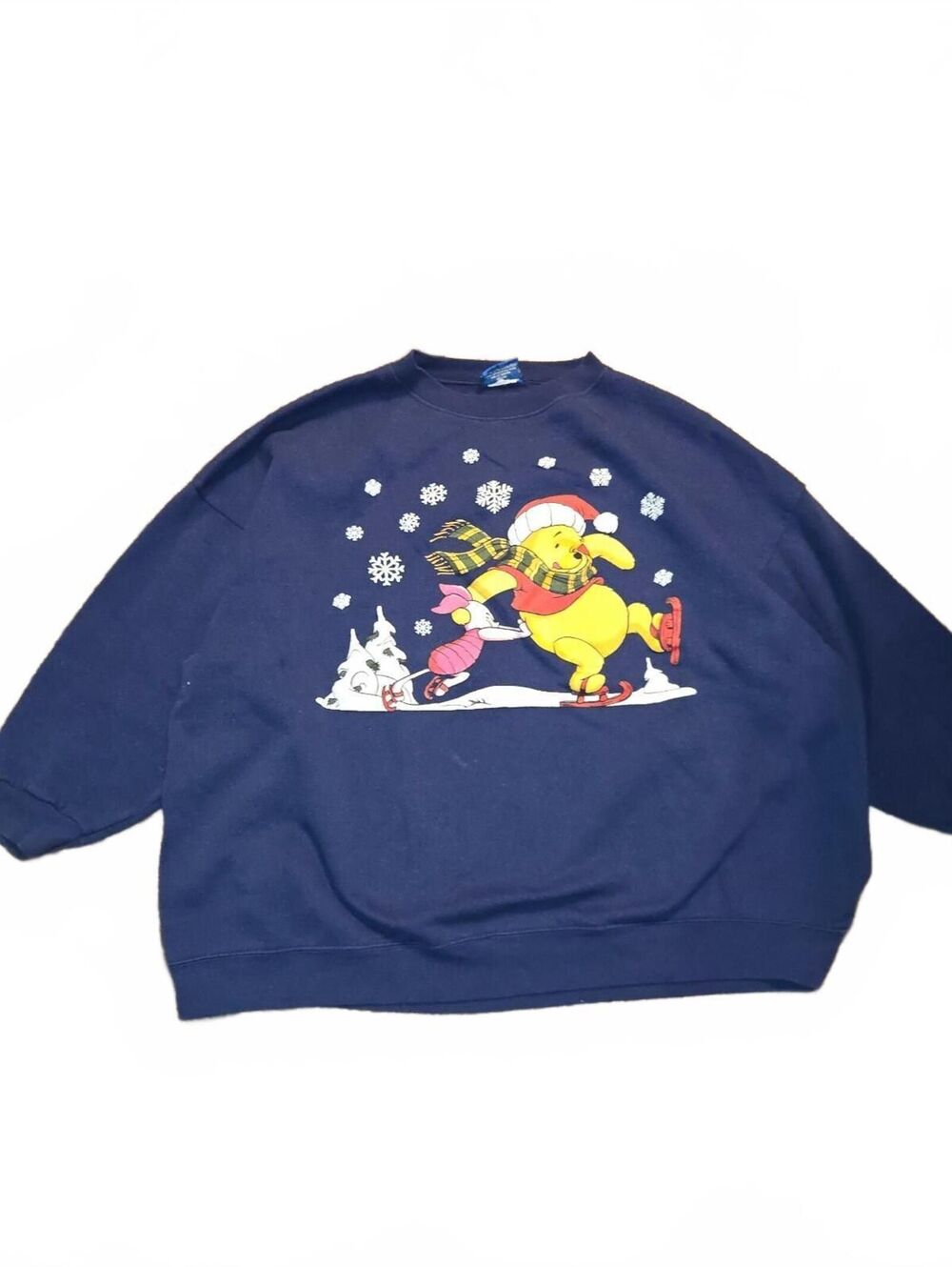 Vintage Disney Winnie the Pooh Christmas Ice Skate Piglet Sweatshirt Size large